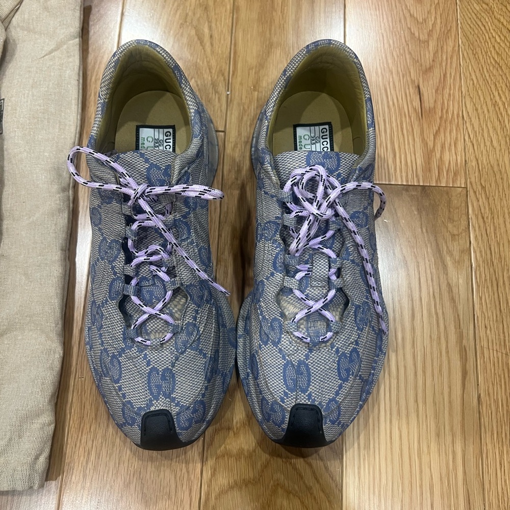 Gucci Blue Sneakers with Chunky Sole and Textured Upper